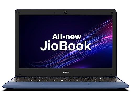 JioBook 11 (2023) NB1112MM(BLU) (Mediatek 8788 Octa-core 2 GHz/ARM Mali G72 MP3 @800 MHz/29.5cms 60 Hz/Thin and Light Laptop/ 4 GB LPDDR4/ 64 GB eMMC/JioOS 4G LTE, Dual Band Wi-Fi/Blue/ 990 GMS)