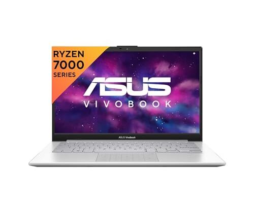 ASUS Vivobook Go 14 (2023), AMD Ryzen 5 7520U, 14-inch (35.56 cm) FHD, Thin & Light Laptop (8GB/512GB SSD/Windows 11/Office 2021/Alexa Built-in/Silver/1.38 kg), E1404FA-NK521WS