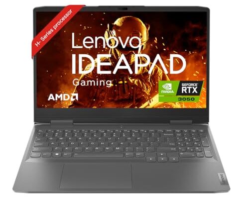 Lenovo IdeaPad Gaming 3 AMD Ryzen 7 6800H 15.6″ (39.62cm) FHD IPS 120Hz Gaming Laptop (16GB/512GB SSD/Win11/Office/NVIDIA RTX 3050 4GB/RGB Keyboard/Alexa/3 Month Game Pass/Onyx Grey/2.32Kg),82SB00Y8IN