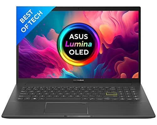 ASUS VivoBook K15 OLED (2021), 15.6" (39.62 cms) FHD OLED, Intel Core i3-1115G4 11th Gen, Thin and Light Laptop (8GB/512GB SSD/Integrated Graphics/Office 2021/Windows 11/Black/1.8 Kg) K513EA-L312WS