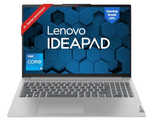 Lenovo IdeaPad Slim 5 Intel Core i5 13500H 16″ (40.6cm) 2.5K IPS 350Nits Laptop (16GB/1TB SSD/Win 11/Office 2021/Backlit KB/FHD 1080p Camera/Alexa/3 Month Game Pass/Cloud Grey/1.89Kg), 82XF0077IN