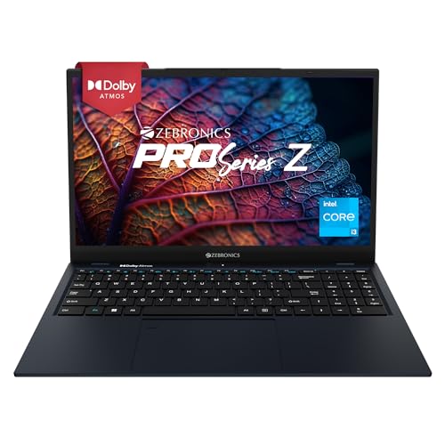 ZEBRONICS PRO Series Z NBC 3S, Intel Core 12th Gen i3 Processor (8GB RAM | 512GB SSD), 15.6-Inch (39.6 CM) IPS Display, (Ultra Slim | 38.5 Wh Large Battery | Windows 11 | Midnight Blue | 1.76 Kg)