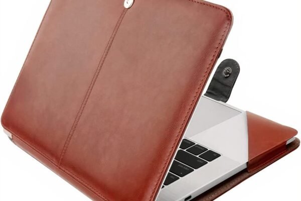 Flausen Original PU Leather 14 Inch Laptop Cover for Asus Vivobook 14 X415Ja-Ek092Ts (Brown -2186)
