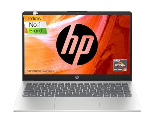 HP 14 Laptop, AMD Ryzen 3 7320U 14 inch(35.6cm) FHD Laptop,8GB LPDDR5, 512GB SSD, AMD Radeon Graphics, Dual Speakers, FHD Camera (Win 11, MSO 21, 1.41Kgs) 14-em0025AU