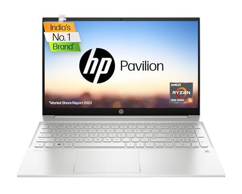 HP Pavilion 15, Ryzen 5 5625U, 15.6 inch(39.6cm) FHD Laptop, 8GB RAM,512GB SSD, AMD Radeon Graphics,B&O Audio,MSO,Backlit Keypad(Win 11,Alexa,1.75 Kgs,Natural Silver) 15-eh2050au