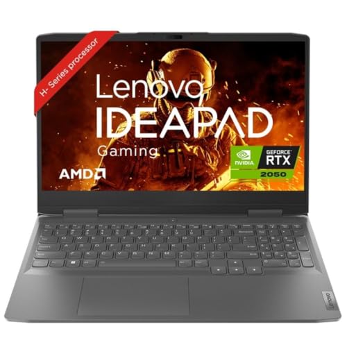 Lenovo IdeaPad Gaming 3 AMD Ryzen 5 7535HS 15.6" (39.62cm) FHD IPS 120Hz Gaming Laptop (16GB/512GB SSD/Win 11/NVIDIA RTX 2050 4GB/Alexa/3 Month Game Pass/Onyx Grey/2.32Kg), 82SB00NXIN