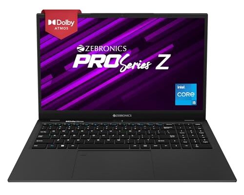 ZEBRONICS Laptop PRO Series Z NBC 4S, Intel Core 12th Gen i5 Processor (8GB RAM | 512GB SSD), 15.6-Inch (39.6 CM) IPS Display, (Ultra Slim | 38.5 Wh Large Battery | Windows 11 | Space Grey | 1.76 Kg)