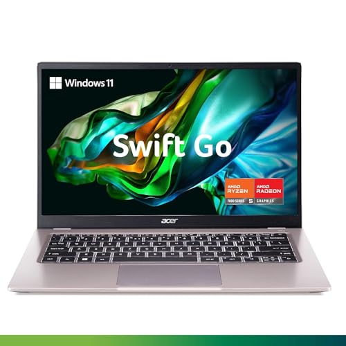 Acer Swift Go 14 Thin and Light Premium Laptop AMD Ryzen 5 7530U Hexa-Core Processor (8GB/ 512 GB SSD/Windows 11 Home/MS Office Home and Student) Pure Silver, SFG14-41, 35.56 cm (14.0") Full HD