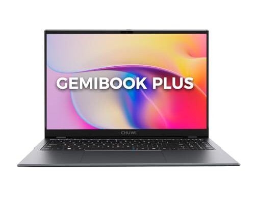 Chuwi GemiBook Plus 15.6" Laptop, 8GB RAM 256GB SSD, Windows 11, Intel N100 (Upto 3.4GHz), WiFi 6, USB-A 3.0, Webcam, Bluetooth 5.2, HDMI Port, 38Wh, 1.7kg (Iron Gray)