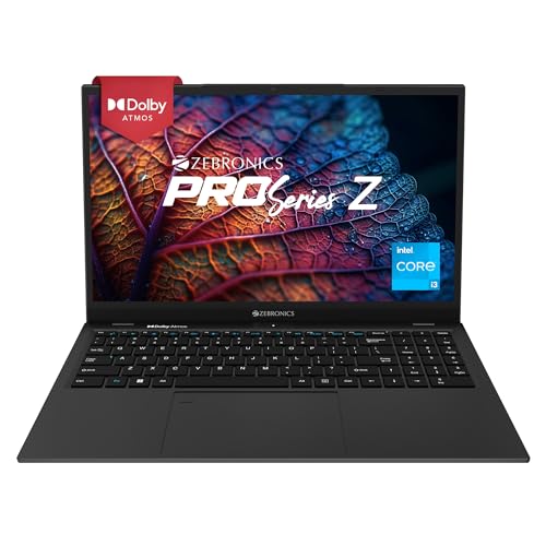 ZEBRONICS Laptop PRO Series Z NBC 3S, Intel Core 12th Gen i3 Processor (8GB RAM | 512GB SSD), 15.6-Inch (39.6 CM) IPS Display, (Ultra Slim | 38.5 Wh Large Battery | Windows 11 | Space Grey | 1.76 Kg)