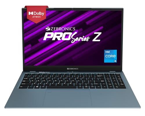 ZEBRONICS Laptop PRO Series Z NBC 4S, Intel Core 12th Gen i5 Processor (16GB RAM | 512GB SSD), 15.6-Inch (39.6 CM) IPS Display, (Ultra Slim | 38.5 Wh Large Battery | Windows 11 | Blue | 1.76 Kg)